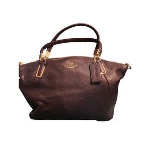 Coach Mini Kelsey  Pebbled Leather Satchel  Midnight